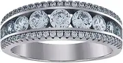 [JewelryWeb] 925 Sterling Silver Womens CZ Simulated Diamond Wedding Band Ring 6.6x4.4mm Wide-Wedding-Band for Women and Men