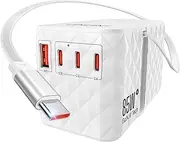 LENCENT 85W Travel Adapter with Retractable Cable, 6-in-1 International Power Adapters (3 Type C+1 USB A), GaN Fast Charging Travel Plug Adaptor for AU to US Japan EU UK Bali (Type C/G/A/I)