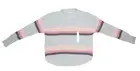 So Good Life Junior Shirtail Hem Sweatshirt Knit Tweed Light Gray Pink Stripe XL