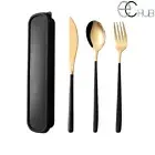 4pcs Premium Cutlery Travel Set Stainless Steel (Knife, Fork, Spoon) Matte Black