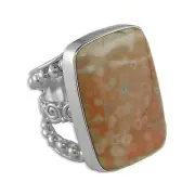 Offerings Sajen 925 Sterling Silver Ocean Jasper Rectangle Ring Sz. 6