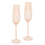Cristina Re Rose Crystal Set of 2 Champagne Flutes