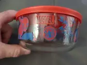 PYREX SPIDER MAN Glass Cereal BOWL storage container 4 Cup Round w/LID MARVEL