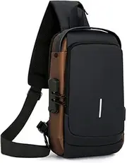 [Generic] Streamline Anti-Theft Sling Bag,Sleek Aesthetic Sling Bag And Usb Charging Port,Shoulder Bag For Traveling, Sporting,Cycling,Waterproof Pu Leather Chest Bag Travel Daily Use
