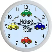 Beetle Car Beep-Beep Custom Personalized Wall Clock Child Baby Nursery Bedroom