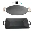 Korean BBQ Pan with Handles Cookware Griddle Pan for Picnic BBQ Camping