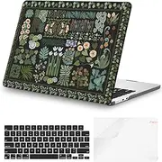 iCasso for MacBook Air 13.6 inch Case 2025 2024-2022 Release M4 M3 M2 Model A3240 A3113 A2681, Flower Pattern Sturdy Protective Hard Shell Case for Mac Book Air 13 inch + Keyboard Cover, Black Plant