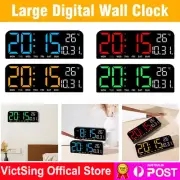 LED Digital Wall Clock Temperature Date Week Display Desk Clock Dual Alarm Gift