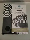 Comfort Bay Designer Black & White Print Top Fitted Twin Sheet Set Pillow Case