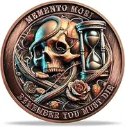 RYUKENLM Memento Mori Coin Skull Challenge Coins Tempus Fugit EDC Stoic Token Timeless Reminder of Life and Death Inspiring Stoicism Gifts for Daily Practice