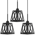 3 Pack 1 Light Rustic Farmhouse 6.3" Oval Metal Lantern Cage Mini Kitchen Isl...