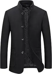 [Generic] Men's Woolen Coat Autumn Winter Single-Breasted V-Sleeve Long Jacket Casual Fashion Handsome Overcoat