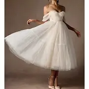 Engagement Little White Dresses Wedding Dresses A-Line Sweetheart Strapless Tea Length Satin Bridal Gowns With Sash / Ribbon Pleats 2025