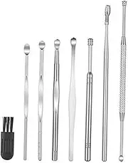 IWOWHERO 8pcs Stainless Steel Ear Wax Remover Set Durable Ear Cleaning Tools for Wax Removal Portable Design with Skid Resistance for Individual Health Care