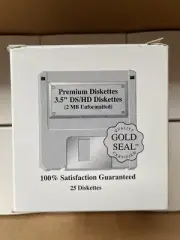 Box of 25 NEW 3.5" DS HD Floppy Disks 2MB Unformatted