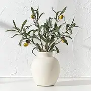 [PORCER] 6 Inch White Rustic Farmhouse Ceramic Vase, Boho Decor, Perfect for Living Room, Entryway, Wedding - Particle Surface Design