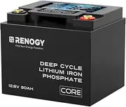 Renogy 12V 50Ah Deep Cycle Lithium Iron Battery, 50ah lifepo4 battery, 5000 Deep Cycles, BMS Upgrade, Backup Power for Trolling motor, Cabin,Marine, Off-Grid Home Energy Storage