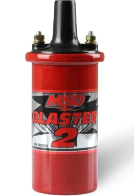 MSD IGNITION COIL, BLASTER 2 SERIES,BALLAST RESISTOR,RED,STOCK-STYLE,45,000 VOLT