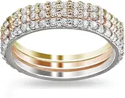 [Hoops & Loops] Sterling Silver Tri-Color Stackable Cubic Zirconia Eternity Band Ring Set