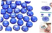 Glass Beads,100pcs Flat Glass Gemstone Deep Blue 1.1lbs (0.47-0.55") Glass