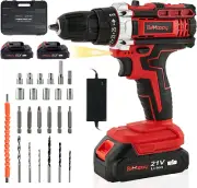 21V Cordless Drill Set with 2 Batteries, 2-Speed Power Drill Kit + 23 Drill Bits
