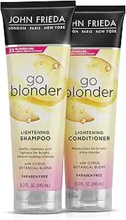 John Frieda Sheer Blonde Go Blonder Shampoo and Conditioner Set for Blonde Hair, Lightening Shampoo and Conditioner with Citrus and Chamomile, featuring our BlondMend Technology, 8.3 oz (2 Pack)