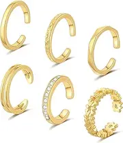[CHISOONBANNER] 6PCS Toe Rings 14K Gold Filled Toe Ring for Women Adjustable Silver Rose Gold Toe Ring Set Summer Beach Open Toe Rings Foot Jewelry