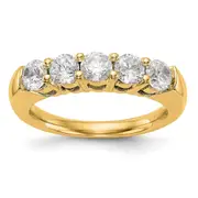 14K Yellow Gold 5-Stone Real Diamond Band - Diamonds: C