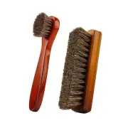 2pcs Horsehair Shoe Brush Wood Handle Leather Boots Handbags Polishing Tools