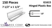 7 1/2 x 1 1/2 x 1/2 (1/4+1/4) Hinged Plastic Boxes [150 pcs] US Gary G1615