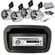 Pyle Marine CD Radio,Adapter,Spa Bezel, Ant,Amp,Kit, 4x 2.25" 10W Chrome Speaker