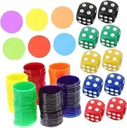 Kisangel 320Pcs Transparent Game Chips with Spot Dice Plastic Counters for Interactive Learning Family Rewards Teaching