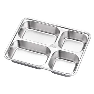 304不銹鋼餐盤方形四格五格快餐盤學生食堂加厚餐盒分格飯盒