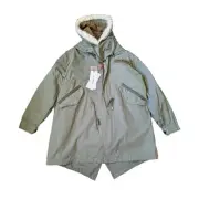 ZARA SRPLS Oversized Military Coat Parka Puffer Jacket Womens Small Army Green