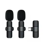 Wireless Lapel Microphone Compatible with iOS Android Smartphones Cordless Omnidirectional Condenser Mic for Interviews