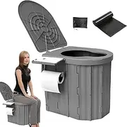 Portable Potty for Adults - Retractable Travel Potty with Lid,Reusable Travel Supplies, Large Capacity Hiking Accessories for Outdoor