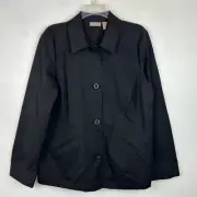 Chicos Jacket Womens M Full Button Sz 2 Blazer Black Casual Ladies New NWT