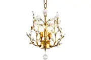 Crystal Chandelier Vintage, 3 Lights, Gold