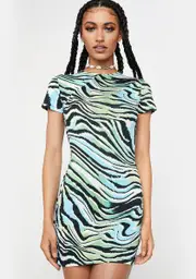 [Motel] Warped Zebra Blue Freya Mini Dress