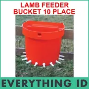 LAMB KID MILK FEEDING BUCKET 10 PLACE TEAT RAIL FENCE HANG 20L FEEDER STATION