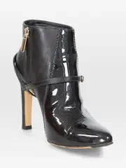 Black Leather & Patent Ankle Boots