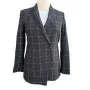 DKNY Jackets Womens 14 One Button Asymmetrical Tweed Check Business Blazer NWT