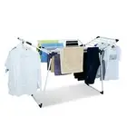Clothes Drying Rack Adjustable Gullwing and Foldable Space-Saving Laundry Rack