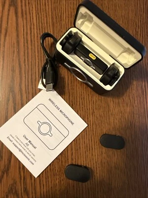 Wireless Lavalier Microphone Compatible for iPhone/Android Lapel Mics w USB-C