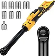 Extended Cordless Ratchet Wrench Kit for Dewalt 18V 20V Battery - 3/8" Electric Ratchet, 80N.m High Torque, 16cm Extended Head, LED Light & 7 Sockets(10/11/12/13/14/15/17mm) Included