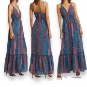 Maxi Dress Ruffle Lulu Patchwork Print Fraiche by J Nordstrom Size Medium New