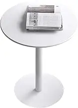Round Coffee Table, White Colored Top Small Cocktail Bar Table Pub Table with Metal Legs, Height Modern End Table Sofa Table for Home, Office, Living Room, Dining Room(60x72cm)