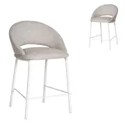 Set of 2 - Harrington White Bar Stool - Pale Beige