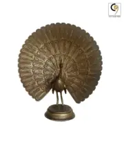 Old Brass Peacock in Traditional Mysore Metal Artwork