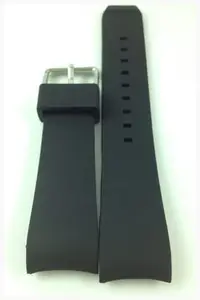 在飛比找Yahoo!奇摩拍賣優惠-錶帶屋 22mm 黑色素面圓弧彎頭矽膠錶帶代用 ICE WA